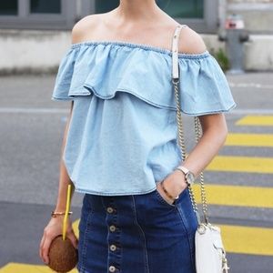 Off shoulder MANGO top with a ruffle